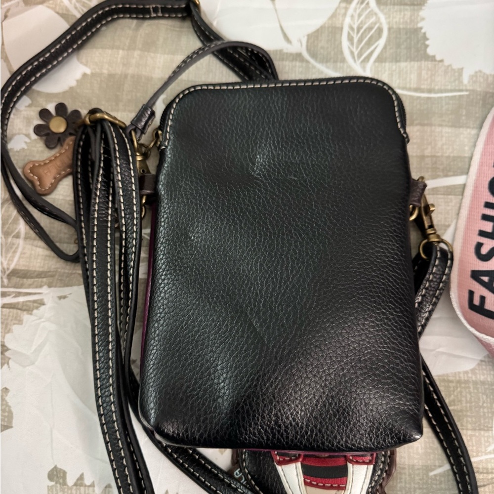 Chala Boston Terrier Crossbody in Black and Purple - Picture 2 of 2